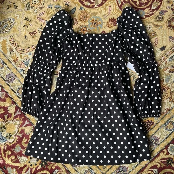 Reformation Black and White Polka Dot Mini Dress - Picture 9 of 12